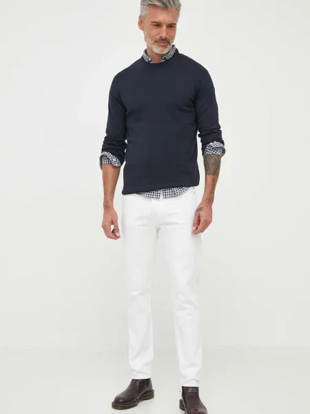 Barbour sweter Essentials granatowy lekki