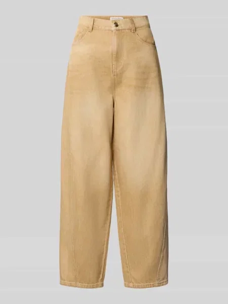 Jeansy barrel w 5 kieszeni Christian Berg Woman brązowe