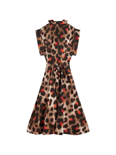 Gulerat rochie tip cămașă Givenchy de mătase cu model leopard