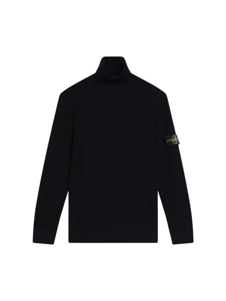Sweter z golfem Stone Island wełniany z kamieniami do golfa czarny