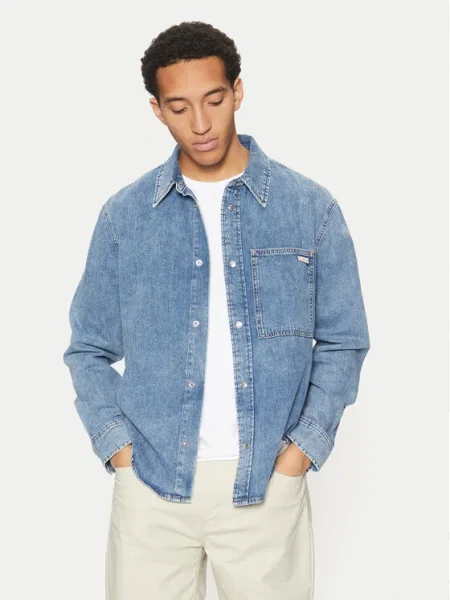 Calvin Klein Jeans cămașă de blugi albastru