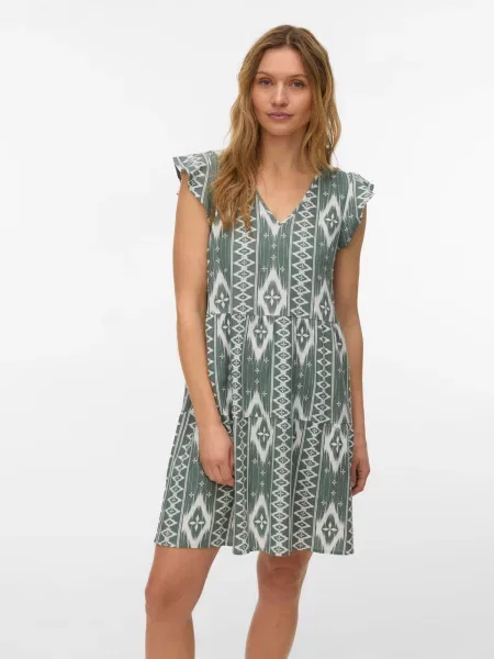 VERO MODA Rochie de vară VMMYMILO verde închis alb