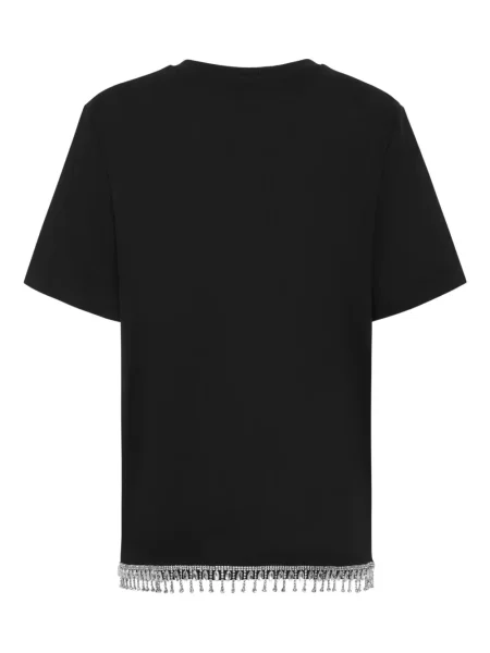 Тениска Philipp Plein с V-образно деколте черно