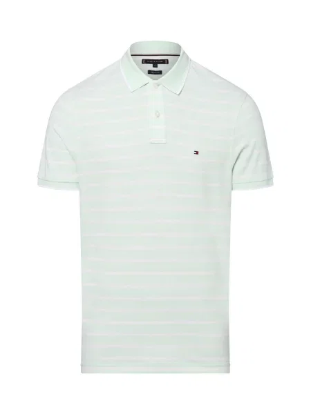 Tommy Hilfiger koszulka polo z zawartością lnu Mężczyźni zielony|biały w M białe