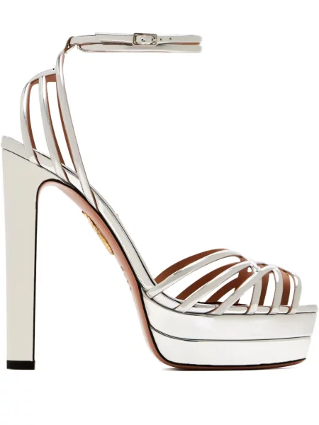 Sandale Aquazzura din piele cu platformă gri
