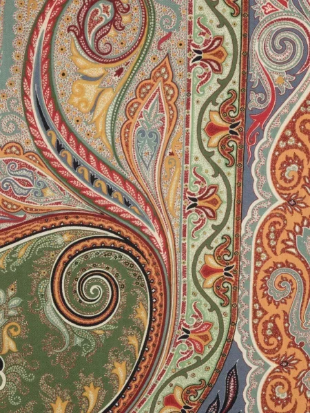 Vilnonis raštuotas šalikas Etro su paisley raštu žalia
