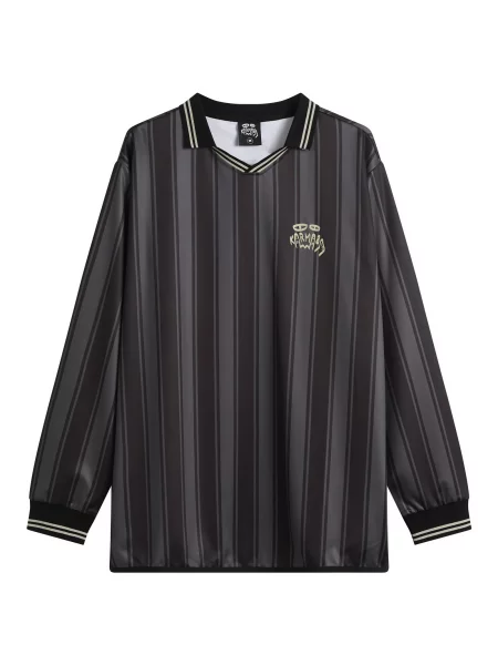 Polo Karma8a w paski z długim rękawem brązowe