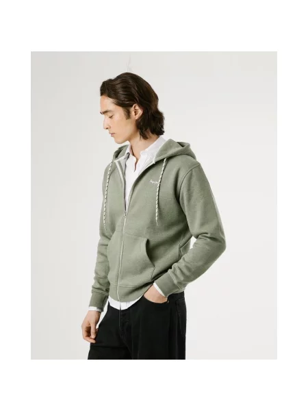 Bluza z kapturem Pepe Jeans Macbeth Melange full zip glina M zielona