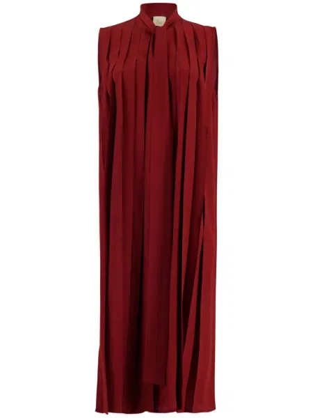 Rochie Paula de mătase plisată de costum roșu