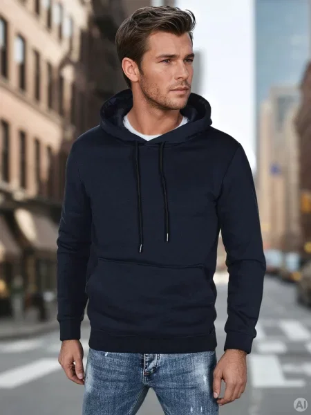 Bluza basic z kapturem Dstreet granatowa