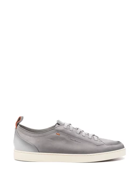 Sneakerși Santoni din piele cu autograf gri
