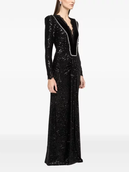 Rochie maxi Nissa cu paiete de costum negru