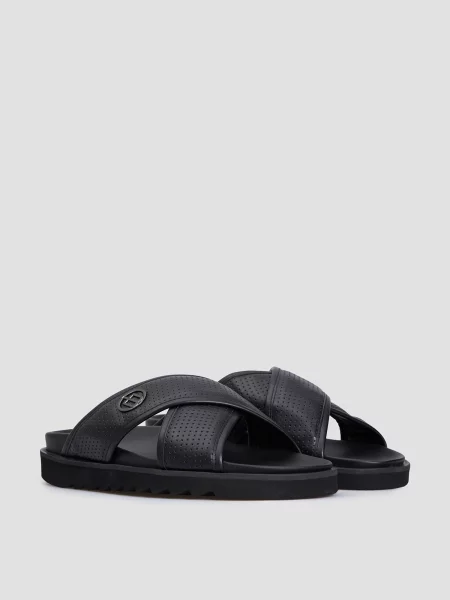 Шкіряні шльопанці Baldinini чорні