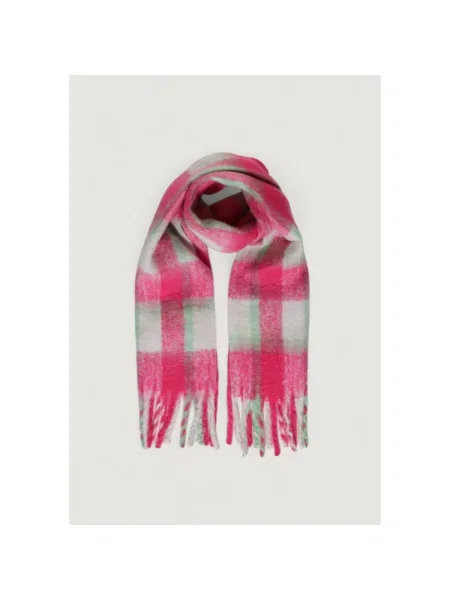 Fular Only în carouri alb