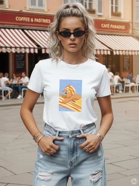 T-shirt z nadrukiem klasyczny Dstreet biały