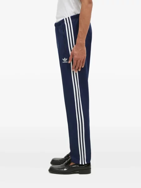 Tricou Adidas cu dungi cu broderie albastru