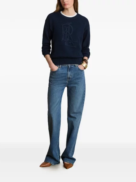 Пуловер Lauren Ralph Lauren бродиран синьо