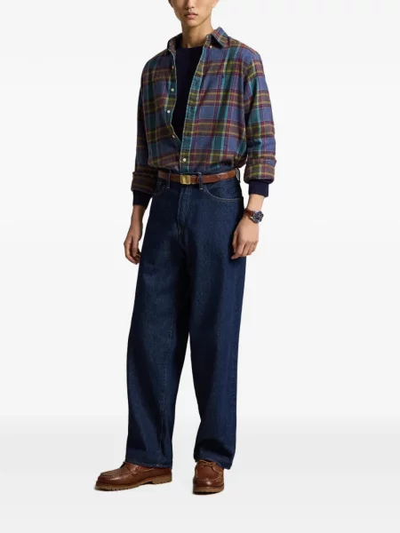 Polo majica Polo Ralph Lauren s vezom keper karirana plava