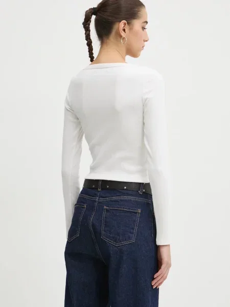 Tričko s dlouhým rukávem Hollister Co. béžová