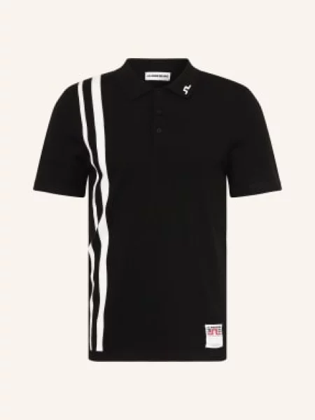 J.Lindeberg Pletené Polo Tričko černá bílá
