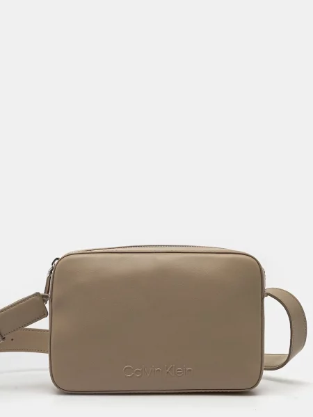 Calvin Klein Дамска чанта Embossed Logo Camera Bag Кафяв бежово