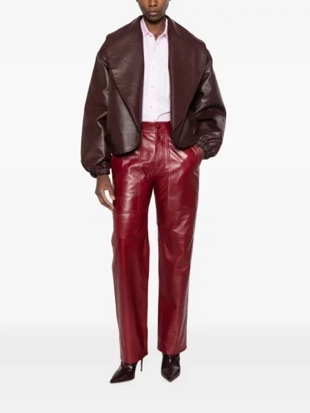 Pantaloni Isabel Marant din piele roșu