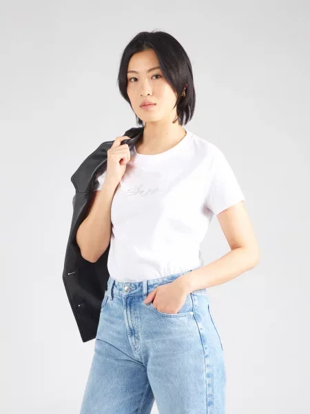 BOSS Majica Écru Regular Fit bela