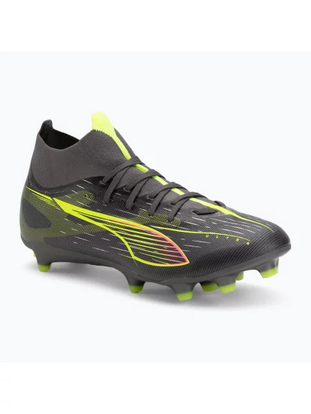 Încălțăminte de fotbal pentru bărbați PUMA Ultra 5 Match+ FG/AG matte aged silver/yellow alert/puma aged silver galben