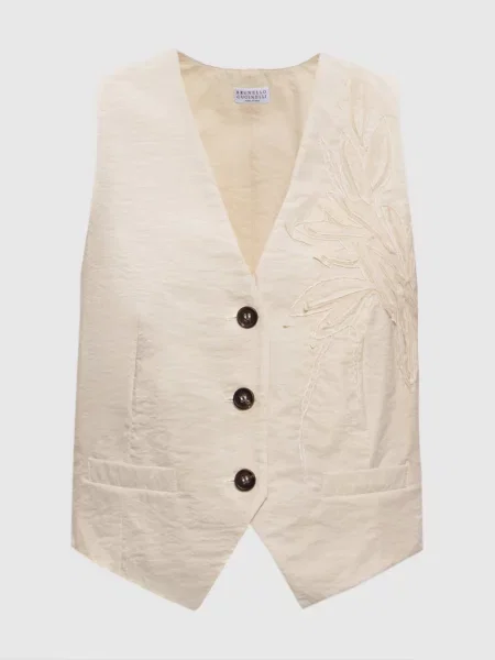 Жилет Brunello Cucinelli с аппликацией бежевый