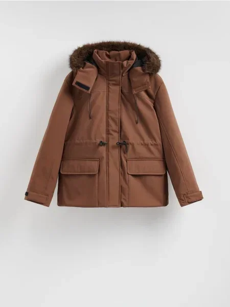 Reserved Kurtka parka z kapturem brązowy