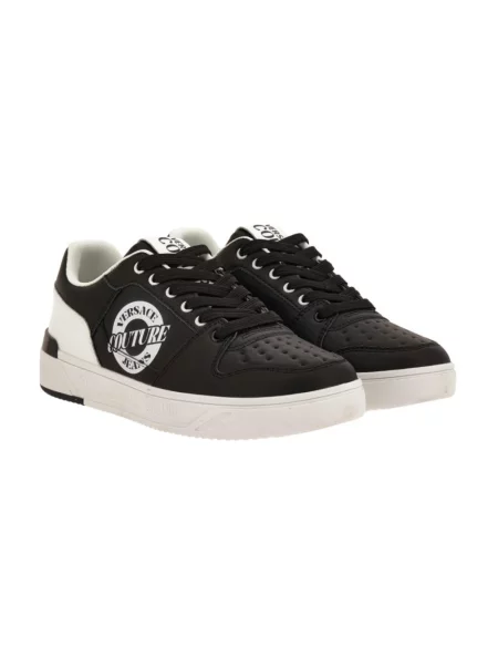 Sneakersy Versace Jeans Couture skórzane z logo czarne