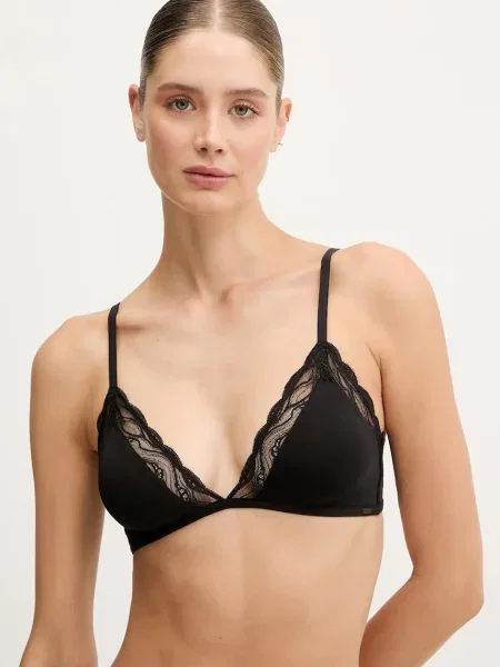 Сутиен Calvin Klein Underwear от сатен с изчистен дизайн черно