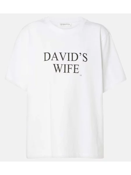 Tricou Victoria Beckham cu imagine din jerseu alb