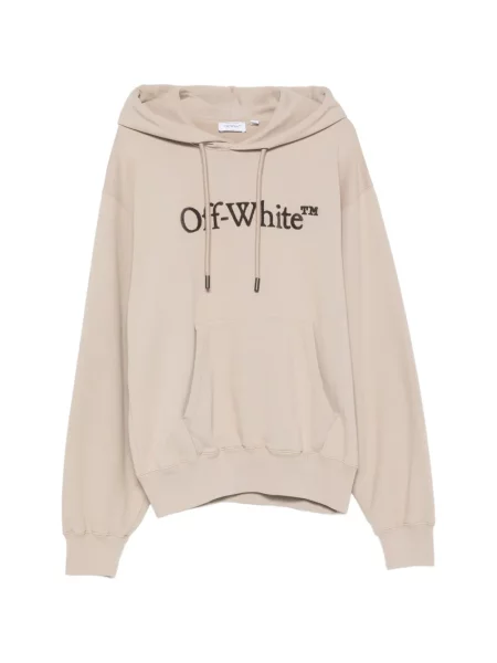 Hanorac cu glugă Off-white cu imagine cu cordon alb