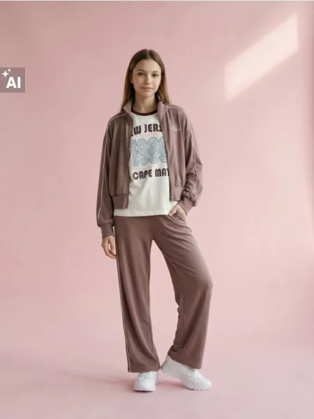 Sinsay Sportovní oversize mikina s příměsí viskózy Active hnědá