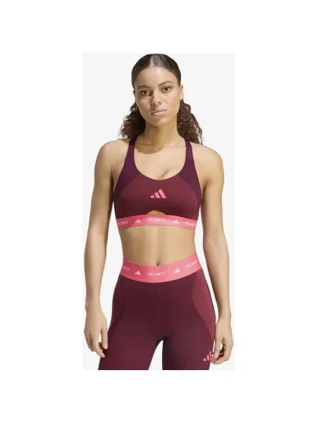 Biustonosz adidas TechFit Workout bordowo różowy XS czerwony