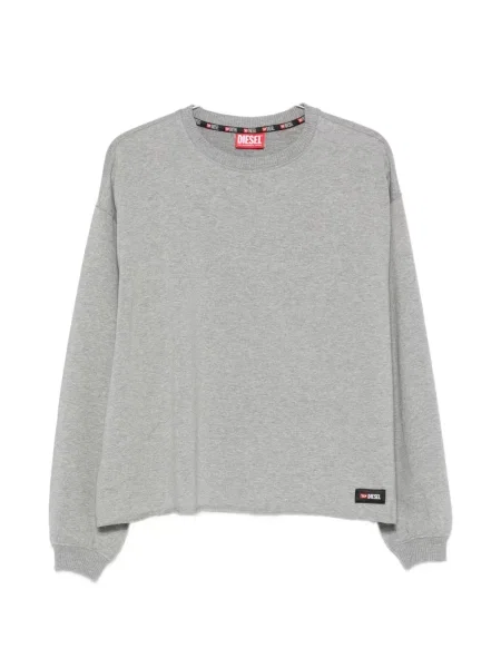Hanorac crewneck Diesel cu decolteu rotund cu autograf gri
