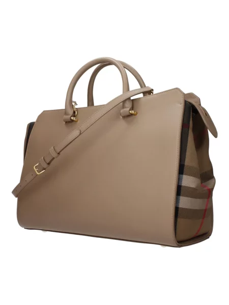 Shopperka Burberry skórzana pikowana beżowa