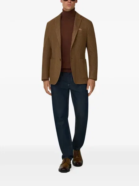 Sacou Boggi Milano din jerseu cu model herringbone maro