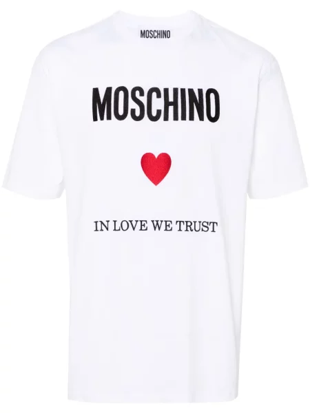 Tricou Moschino cu broderie alb