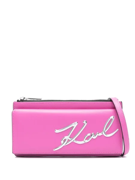 Geanta de piele Karl Lagerfeld K/Signature din piele roz