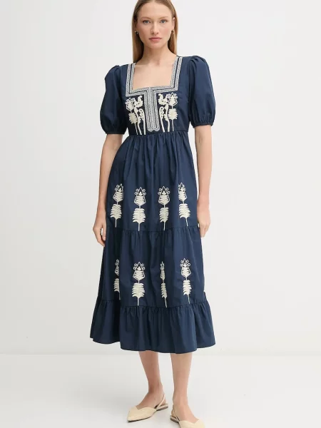 Haljina Hoss Intropia tamno midi širi se prema dolje plava
