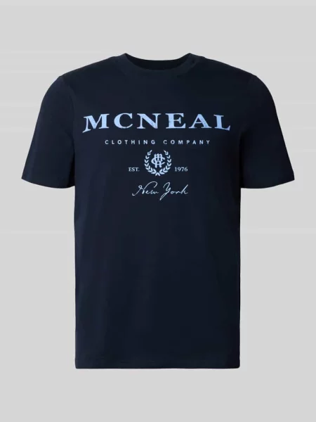 T-shirt z nadrukiem z logo i okrągłym dekoltem Mcneal granatowa