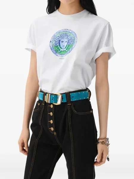 Tricou Versace cu imagine din jerseu alb