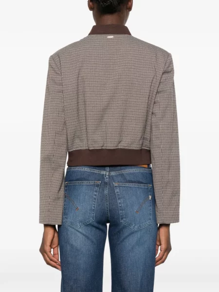 Ošišano jakna Twinset s houndstooth uzorkom smeđa