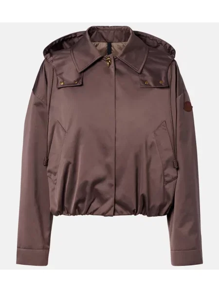 Geacă Moncler cu glugă maro