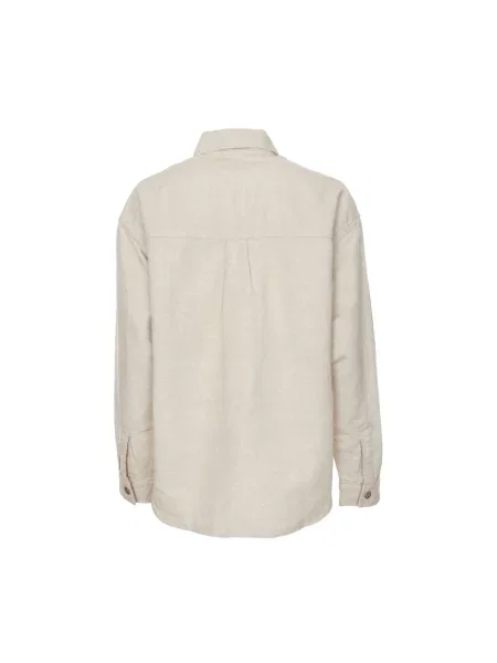 Carhartt WIP koszula z domieszką lnu Ethel Shirt Jac relaxed z kołnierzykiem klasycznym beżowy
