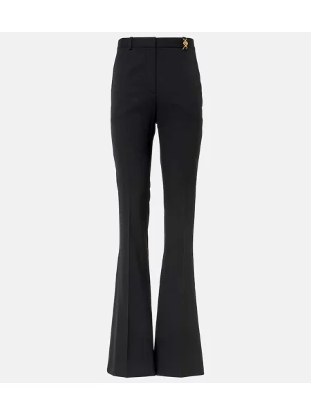 Pantaloni Versace cu talie înaltă de lână negru
