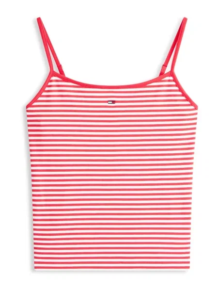 Tommy Jeans Top ESSENTIAL roșu alb