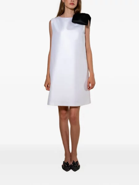 Rochie mini Styland cu funde fără mâneci alb